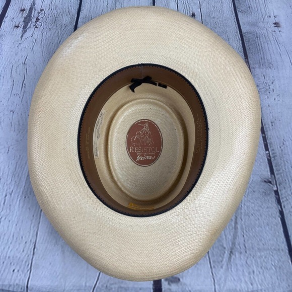 Resistol Fandango Vinylcote Men’s Cream Oval Cowboy Western Straw Hat Sz 7 - Picture 9 of 13